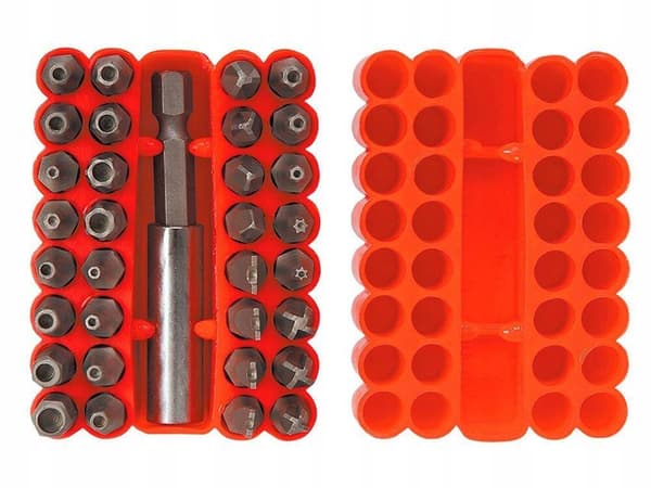 Top Tools-set, 32 skruvmejselbits i stål med förlängning