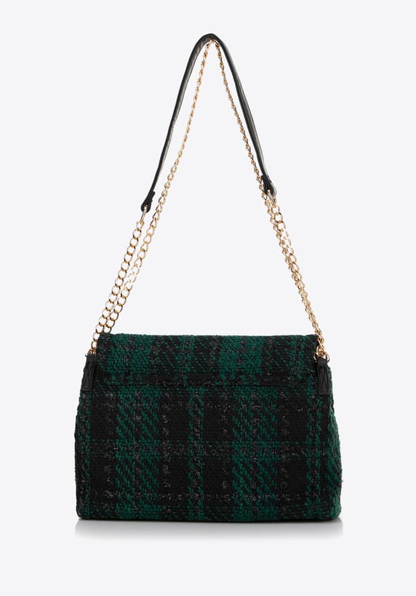 Wittchen Dam Bouclé Messenger Bag i svart och grön polyester