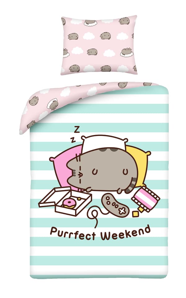 Bomullssängkläder 160x200 Pusheen Kitten för barn