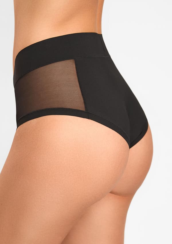 Högsittande trosor i elastisk jersey - Wonderful New L BLACK