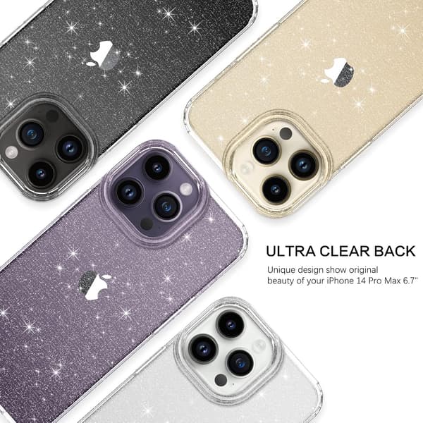 FODRAL TILL APPLE IPHONE 14 PRO MAX KLAR, GLANSIG BAKSIDA