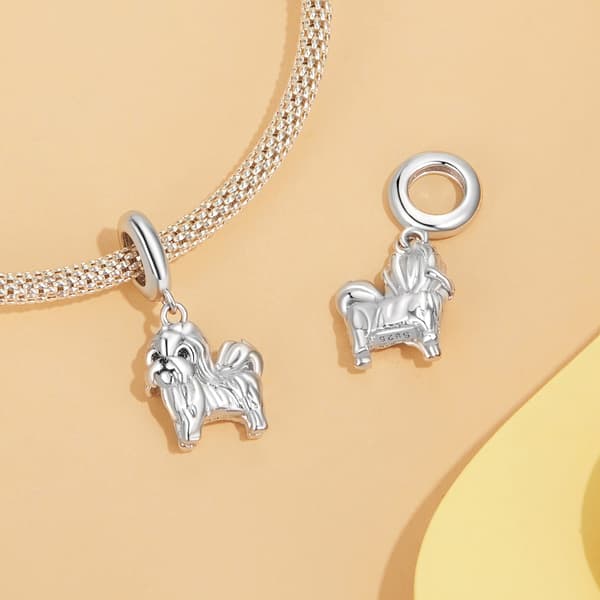 Shih Tzu hundberlocker silverhänge pärlor silver 925