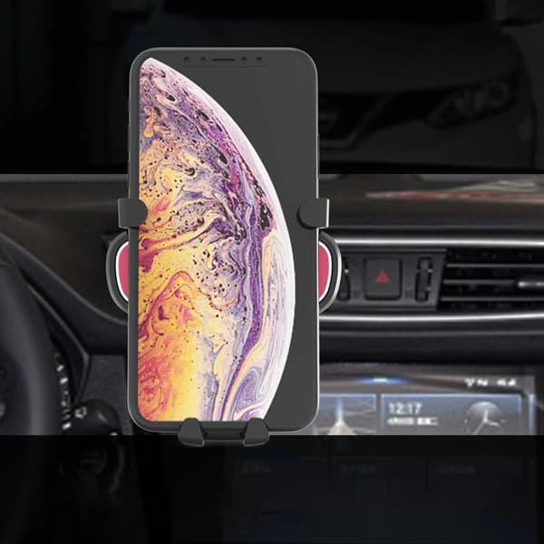 Gravity bilholder til smartphone på luftventil med luftfrisker, sort (YC06)