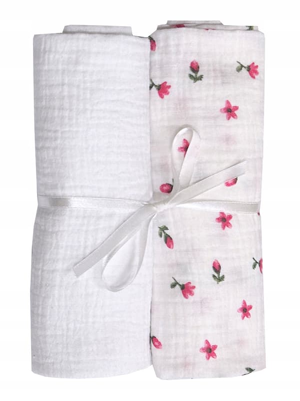 MUSLINblöja 2 ST 80x60 BOMULLSBlöjor 2-pack med BLOMMOR