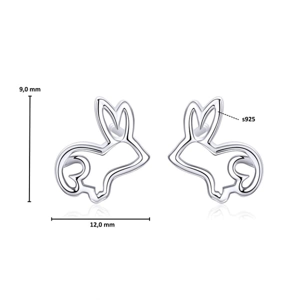 Silverörhängen med kaninstift, 925 silver
