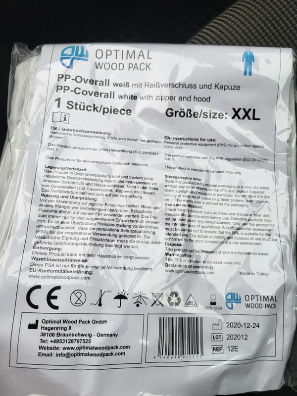 Skyddskombination PP Storlek XXL - Optimal