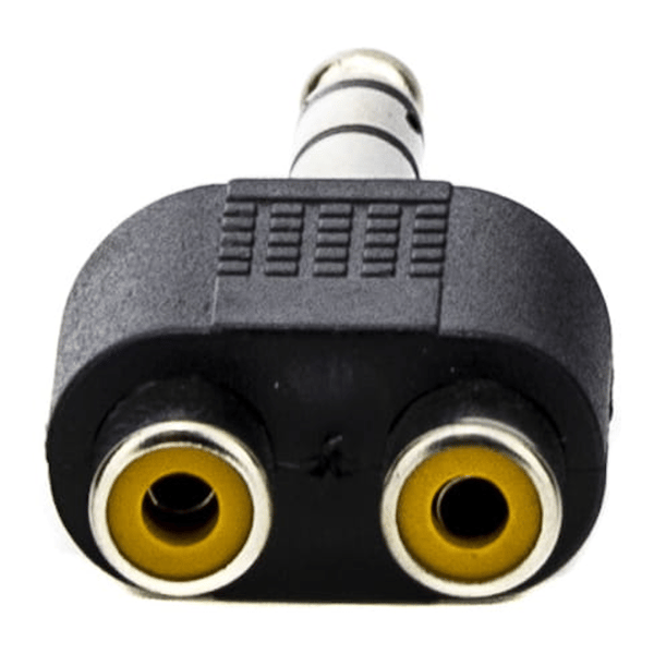 Adapter stereo jack 6,3 mm han til 2x RCA hun
