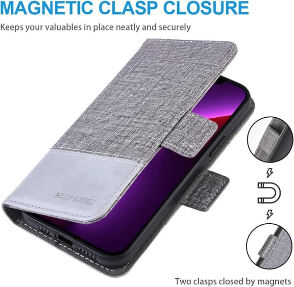 FLIPFODRAL TILL APPLE IPHONE 13 PRO 6.1" GRÅTT + 2x HÄRDAT GLAS