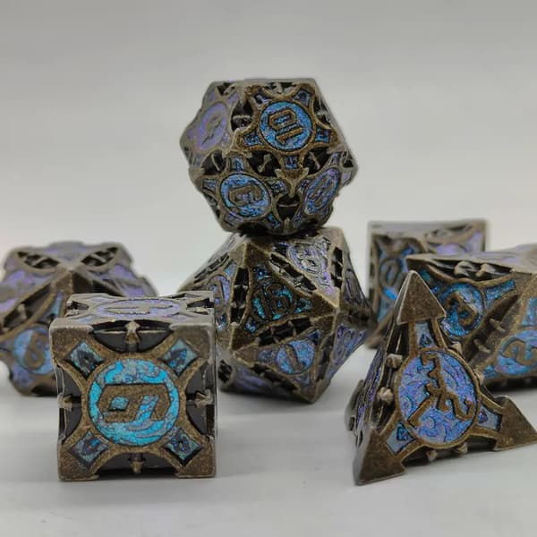 Galactic Portal RPG-tärningar i set med 7 metalltärningar