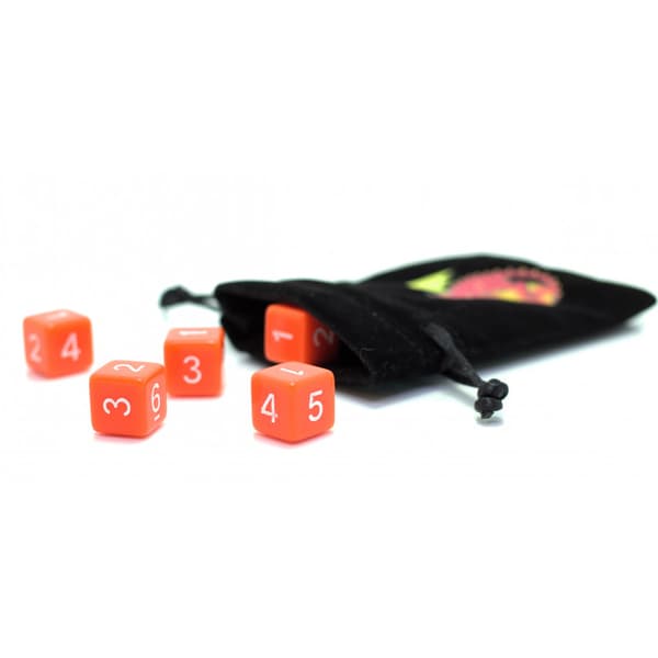 1,6 cm RPG orange sekssidet terning D6