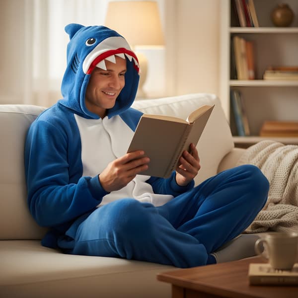 Kigurumi-pyjamas blå haj storlek 145-155 cm