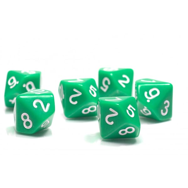 D10 RPG-tärningar Tiosidiga gröna tärningar 1-10
