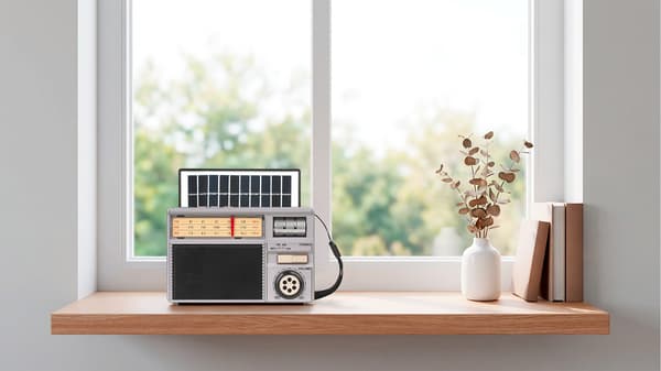 Bärbar analog solradio FM Kruger&Matz Bluetooth AUX ackumulator