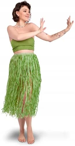 Hawaiiskørt grøn raffia Hawaii Aloha Carnival Ball 77cm