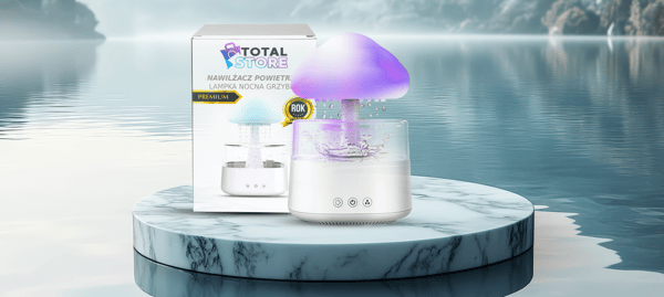 Stor svampelignende luftfugter, natlampe, LED-regndiffuser + 3 olier
