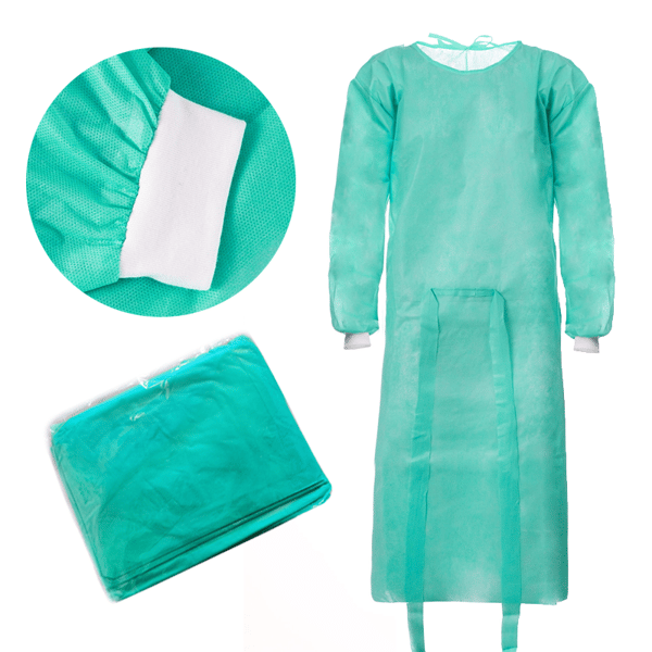 XXL grönt engångsförkläde med manschett (24g non-woven) 10 st