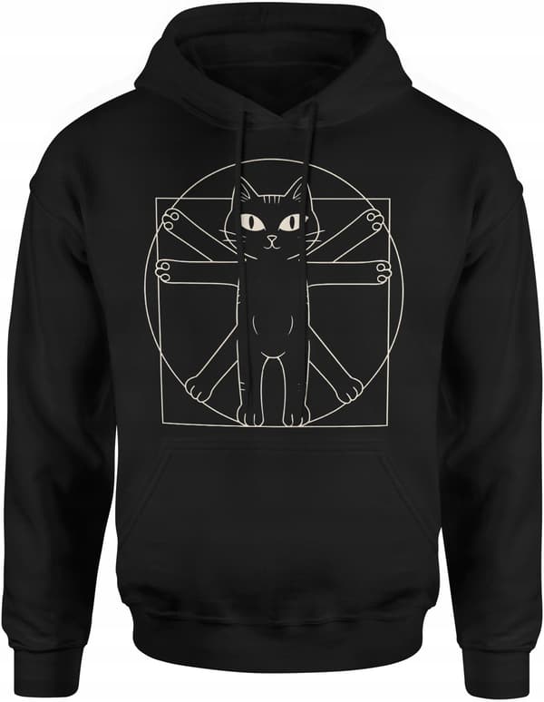 SJOV SWEATSHIRT MED EN KAT HERRE KAT LEONARDO DA VINCI KAT MINIMALIST