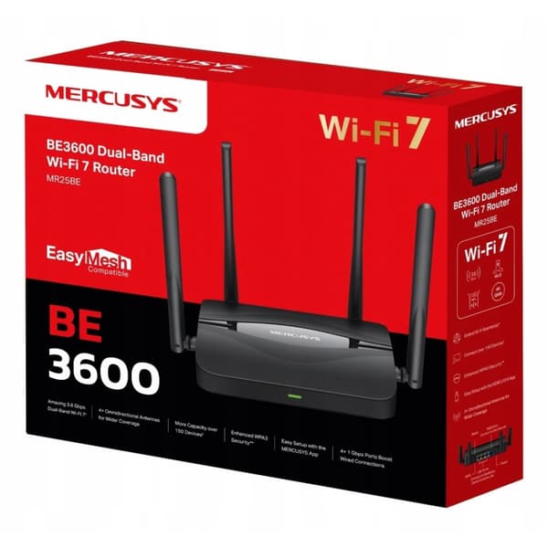 Mercusys MR25BE Wi-Fi 7 -pöytäreititin, 3600 Mbps