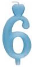 Nummer 6 sydänkynttilä sininen