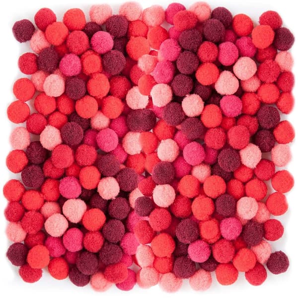 Polyesterpompoms mix röd 120 st.