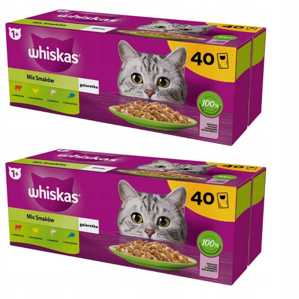 Whiskas blanding af smagsvarianter i gelé vådfoder til katte 80x85g