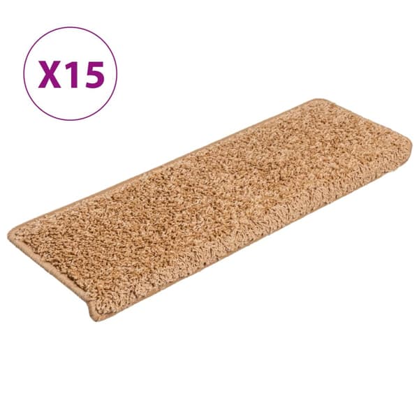 vidaXL Trappmattor 15 st 65x21x4 cm beige rektangulära kanter