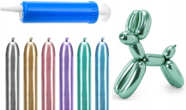Blanke modellervoksballoner 130 cm med pumpe, mix, 30 stk.