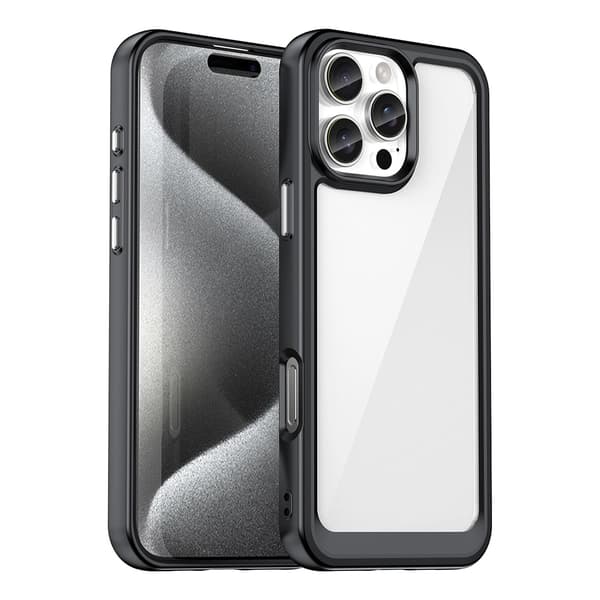 Rymdskal med gelram för iPhone 16 Pro Max - Svart