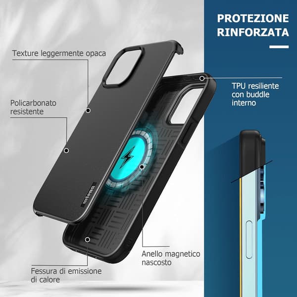 ETUI TIL APPLE IPHONE 13 PRO MAX SORT SILIKONEFORSTYRKET + MAGSAFE A2484