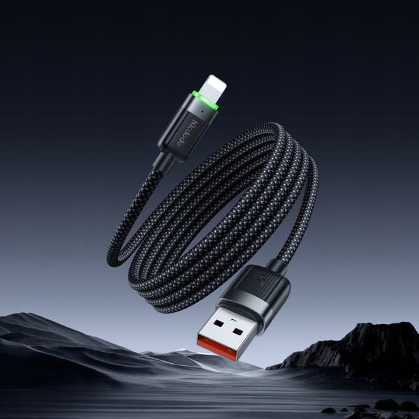 MCDODO Oplader USB Lightning Kabel Hurtig Opladning til iPhone 1M LED