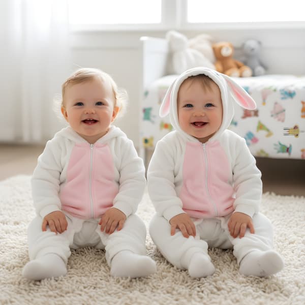 Pyjamasdräkt vit kanin baby 80 65-75 cm