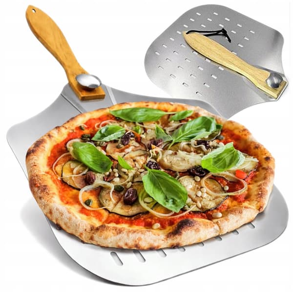 Pizzaspade perforerad 30,5x35,5 cm rostfritt stål hopfällbar FÖR UGN