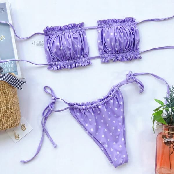 Todelt bandeau badedragt lilla solbadningsbikini M