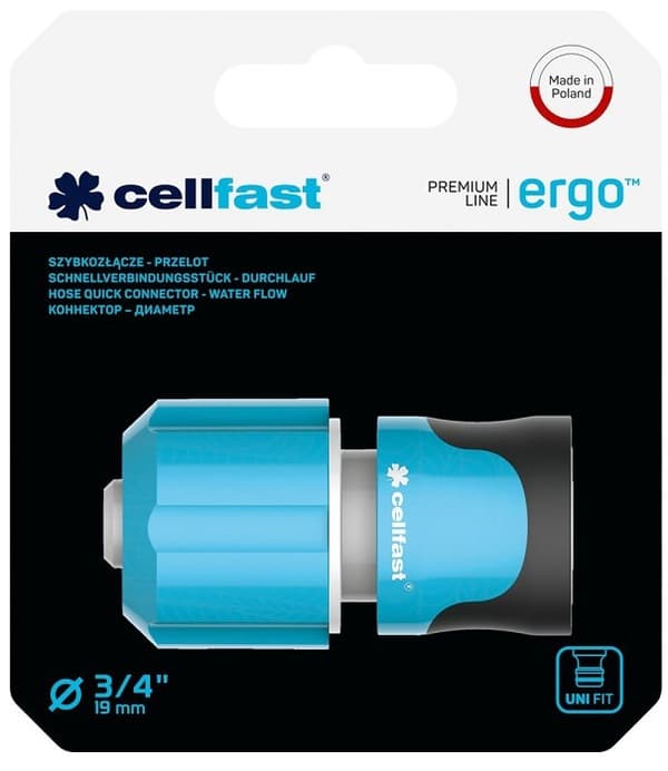 Pikaliitin - ERGO™ 3/4" CellFast läpivirtaus