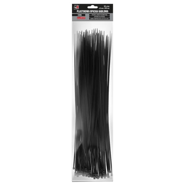 MA Professional plastik kabelstrips - sort 4,8mm x 500 100stk