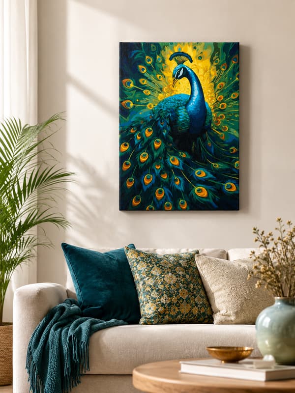 Målning med siffror med ram elegand påfågel 40x50 cm