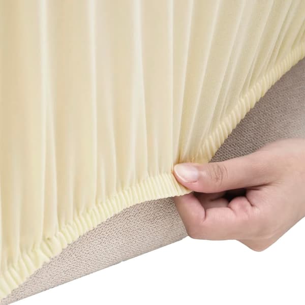 vidaXL Stretchigt 2-sits sofföverdrag krämfärgad jersey