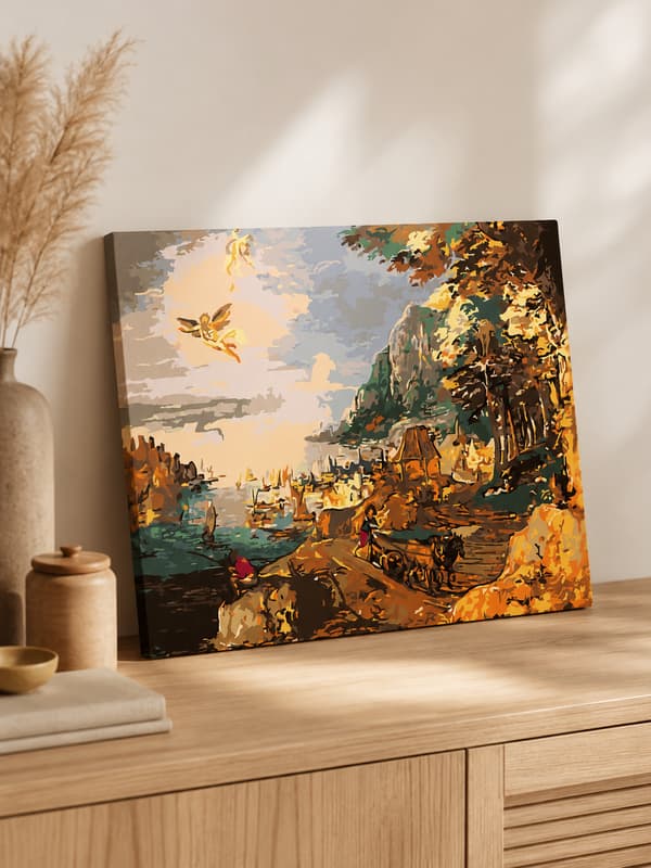 Målning med siffror med ram Ikaros fall 50x40 cm