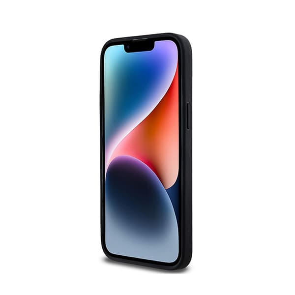 DKNY Læder Ternet Mono Mønster & Trykte Striber - iPhone 14 Pro Max Etui (Sort)