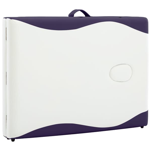vidaXL foldbart massagebord, 2-zoner, træ, hvid og lilla