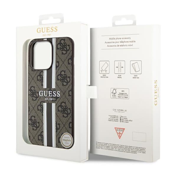 Guess 4G Printed Randig MagSafe - iPhone 13 Pro Max-skal (brunt)