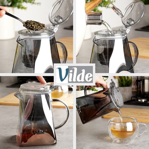 Glas kande med tebrygger og drypstop til te 730 ml