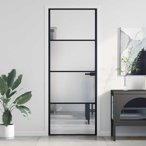 vidaXL indvendig dør sort 76x201,5 cm glas og aluminium