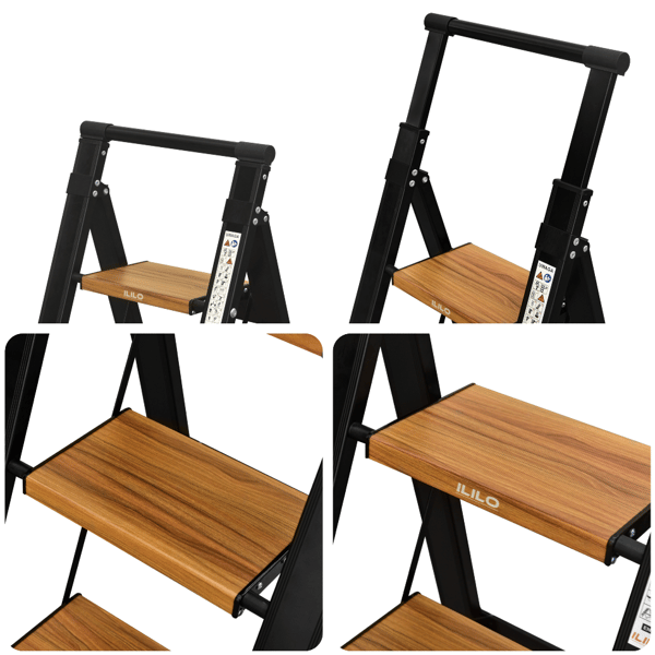 3-stegsstege för hemmet | Hopfällbar - aluminium - ILILO FIT BW Pro Plus