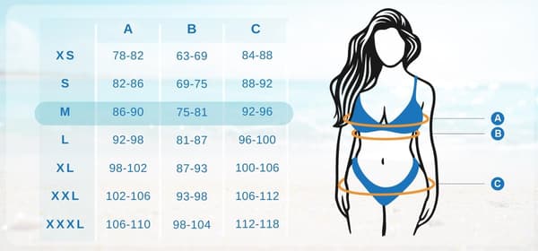 Todelt damebikinisæt med top og bund, boho solbadning M