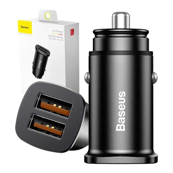Baseus Square Autolaturi 2xUSB QC3.0 5A 30W (Musta)