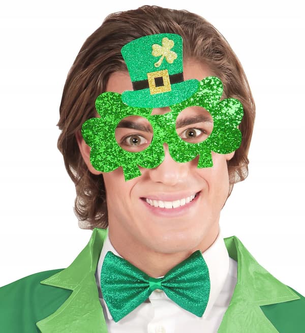 Gröna glasögon helgdag St. Patrick's Day klöverhatt pyssling