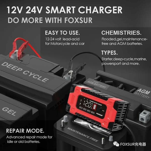 AWTOOLS EM-LIKRIKTARE FOXSUR 12V & 24V 10A LCD