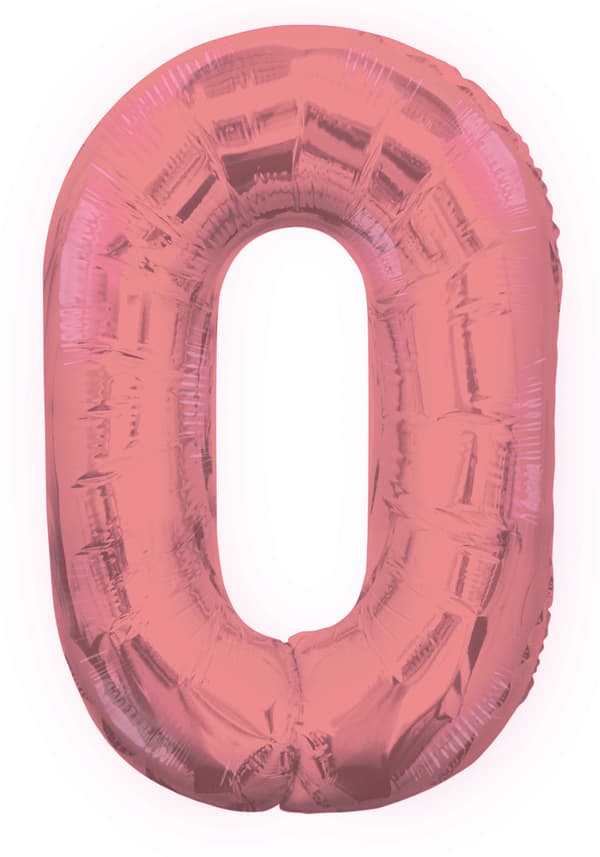 Folieballong nummer ZERO 0 rosa 100 cm 1 st.