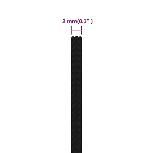 vidaXL Työköysi, musta, 2 mm, 100 m, polyesteri